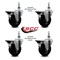 Service Caster 4 Inch Hard Rubber 12 Inch Threaded Stem Caster Set with Brake SCC-TS20S414-HRS-PLB-121315-4 - alternate 3